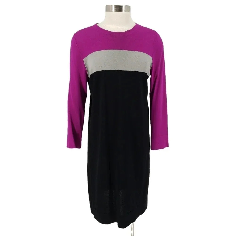 Diane Von Furstenberg Aina Sheath Dress Colorblock 3/4 Sleeve Mini